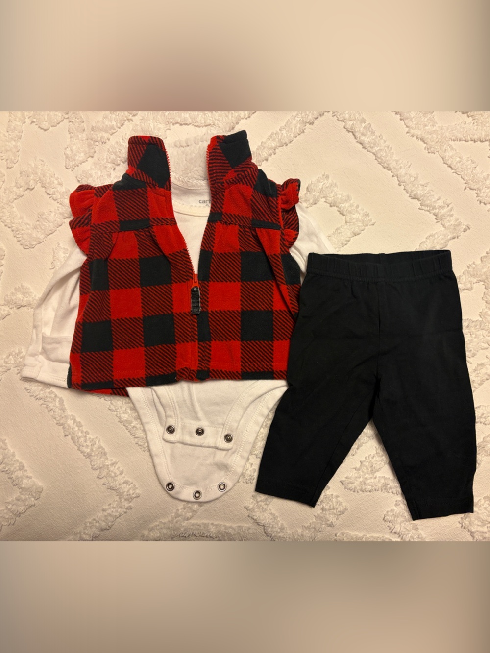 Carter's Red and Black Buffalo Plaid Matching Set with Black Leggings